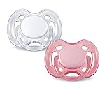 Philips AVENT Freeflow Pacifier BPA, Free Pink/White, 0-6 Months (Pack of 2)