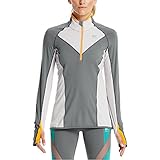 Mission Women's VaporActive Stamina Lightweight 1/4 Zip Long Sleeve Shirt, Quiet Shade/Lunar Rock, Large