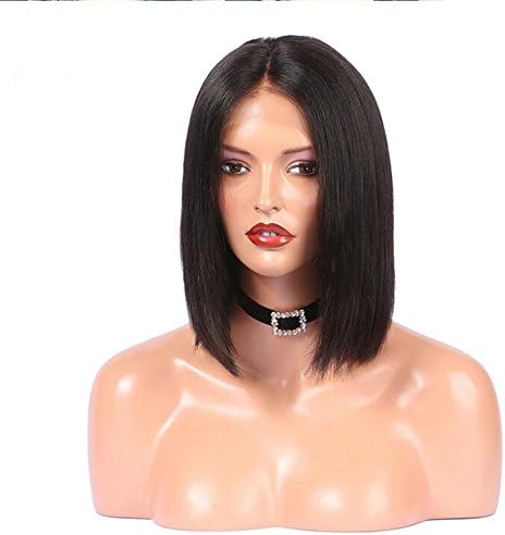 Short Bob Wavy Remy Human Hair Lace Front Wig Natural Color with Preplucked Babyhair Natural Hairline Ship Free for Women (16")