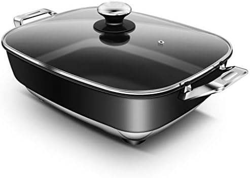Ddlt Electric Skillets Multi-function Electric Wok Electric Hot Pot Family Student Dormitory Cooking Steamed Rice Barbecue Non-stick Frying Rice 6L (color : BLACK)