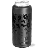 HydroJug Slim Can Cooler - 2-in-1 Insulated Can Cooler Cup - Stainless Steel Slim Can Holder with Non-Slip Rubber Base - Screw-Top Lid - Dishwasher Safe - 12oz, Black Leopard