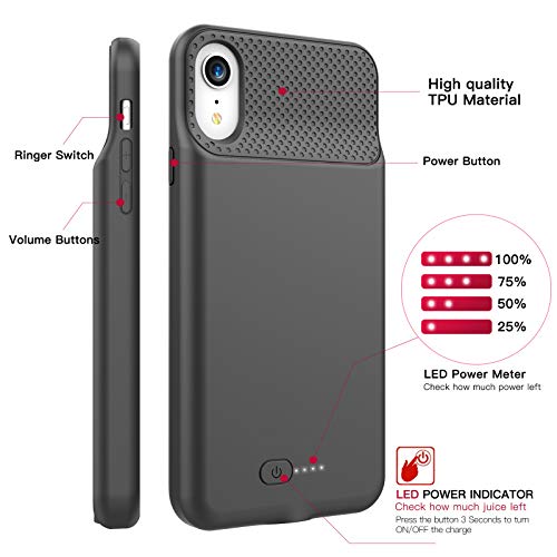 BOPPS Battery Case for iPhone XR, 6000mAh Portable Charging Case for