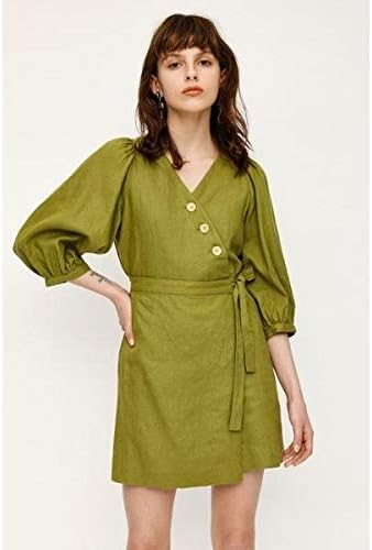 Amazon スライ Sly Puff Sleeve Linen ワンピース L Kha1 1 ワンピース チュニック 通販