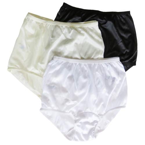 Women's Assorted Classic Nylon Panties Full Cut Briefs Size 5 (3Pack