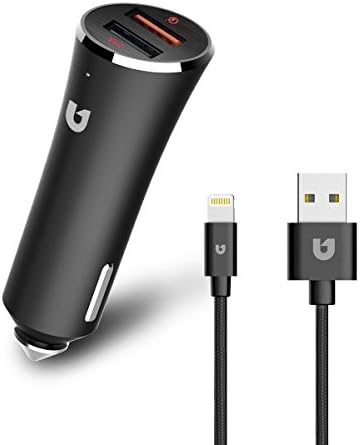 Micarsky Smart Car Charger, 5.4A Portable Dual USB Car Charger with Fast Charger 3.0 and 3ft Lightning Cable for iPhone/iPad Pro/SamSung S series/Note Series and More