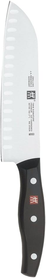 Zwilling J.A. Henckels TWIN Signature Hollow Edge Santoku Knife, 7", Black/Stainless Steel