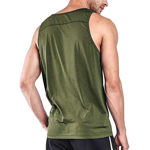 Ogeenier Men's Training Quick-Dry Sports Tank Top Shirt for Gym Fitness,Green,Blue,Red,L - Thumbnail 4