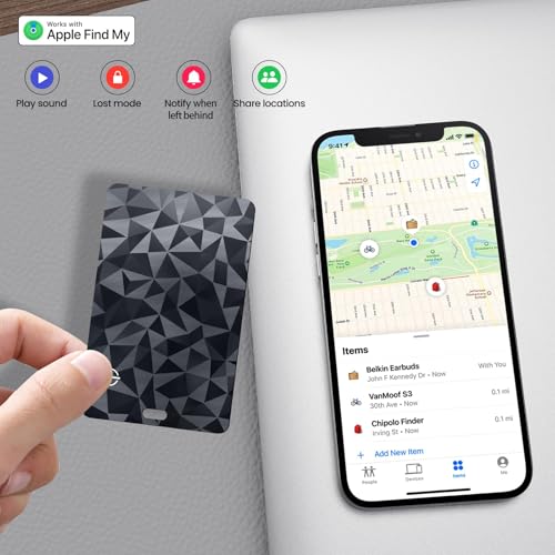 Wallet Tracker Card for Apple Find My(iOS Only), Wallet Finder Slim Smart Tracking Bluetooth Tracker for Purse Luggage Tags Passport, IP68 Waterproof Item Finder for Home Travel