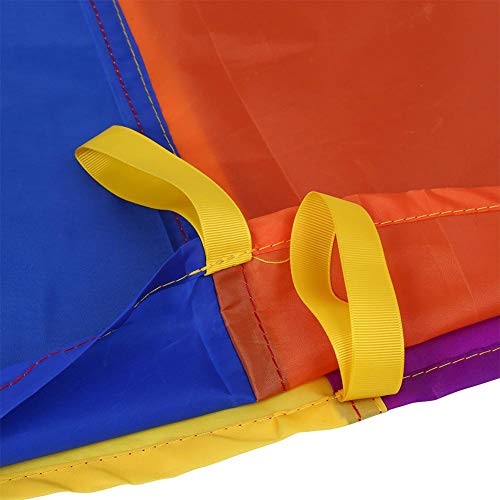 Zerodis Rainbow Play Parachute, 8 Handles 2m Diameter Kids Sports Interactive Tents Baby Play Mat Children Picnic Blanket for Outdoor Family Games Cooperation Group Play