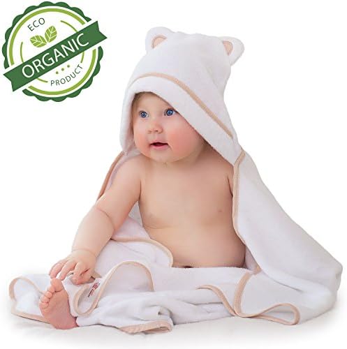 Organic Bamboo Baby Hooded Towel | Premium Baby Shower Towel | Baby Bath Towel with Hood | Large Hooded Towel for Newborn Infant Toddler Boy Girl