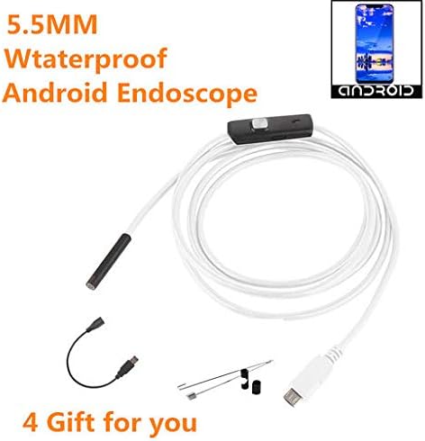 Junshion 5.5mm 2.0M Endoscope Waterproof Borescope Inspection Camera 6LED for Andorid Phone (Not Support for iOS System)