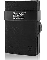 ZNAP Kreditkartenetui mit Geldklammer Aluminium und Münzfach – RFID Schutz – Slim Wallet Schwarz Korkleder –Kartenetui, Kreditkarten Etuis, Geldbeutel – bis 8 Karten – Geld Clip von SLIMPURO