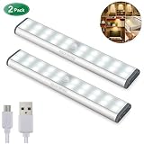 Motion Sensor Cabinet Light,Under Counter Closet Lighting, Wireless USB Rechargeable Kitchen 20 LED Lights,Battery Powered Operated Light, Stick On Lights for Wardrobe,Closets,Cabinet,Cupboard 2Pack