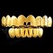 NIV'S BLING - 18K Gold Plated Stainless Steel Grillz - 8 Tooth Gold Teeth Hip Hop Dental Grill - 8 Top, 6 Bottom Set