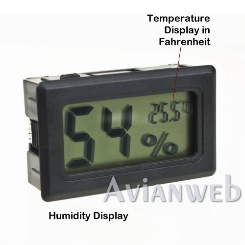 Avianweb AV-1951HT Digital Mini Instant-Read Temperature (Fahrenheit) & Humidity Gauge Thermometer (Hygrometer) Most Popular Applications for Cars, Incubators and Brooders, Black