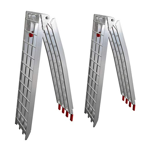 Pair 7.5' Foursection Folding Loading Ramps Aluminum Arched Ramps