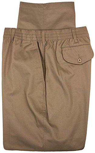 Falcon Bay Big & Tall Men's Casual Twill Pants FULL ELASTIC Khaki 52 X 30