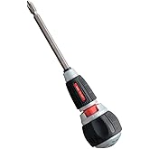 ANEX Ratcheting Screwdriver Ball Handle, Japanese Heavy Duty Magnetic Bit Set (Phillips+2, Flat Head-6), Quick Ball Grip 72 G