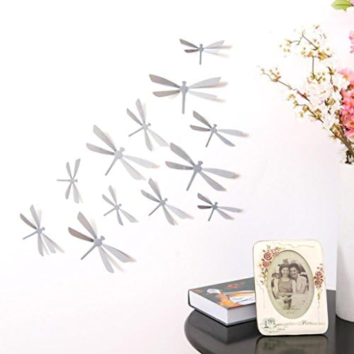 DIY Dragonfly Wall Sticker Surper 12pcs 3D DIY Decor Dragonfly Home Party Wall Stickers PVC Art Decal (Gray)
