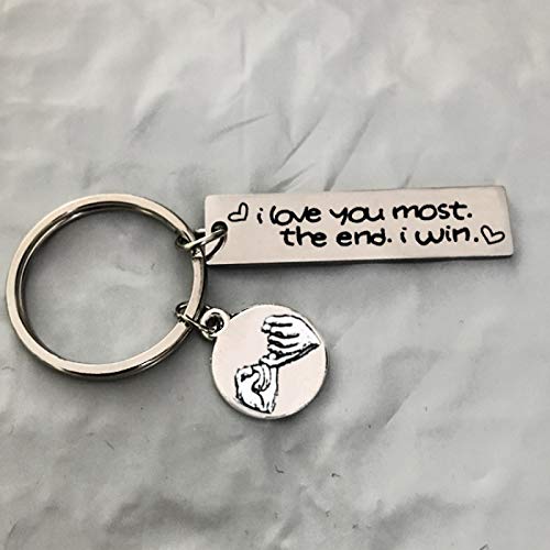 Runalp I Love You Most The End I Win, Stainless Steel Key Chain, Gift for Couple, Style 1