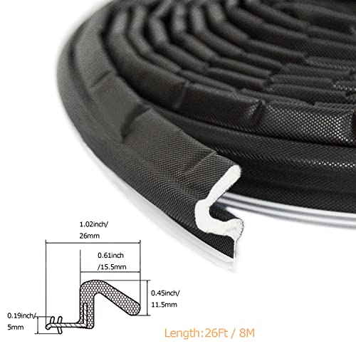 Tintvent Kerf Weather Stripping Seal Strip for Doors/Windows "Q" Foam 26 Feet Long, Card Slot