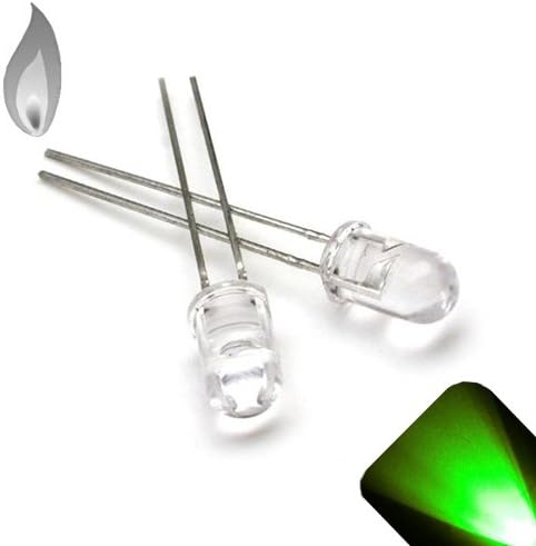 5mm Round Top Pure Green Candle/Flicker LED - Super Bright (Pack of 20)
