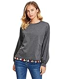 Romwe Women's Loose High Low Tassel Trim Round Neck Pullover Sweatshirt