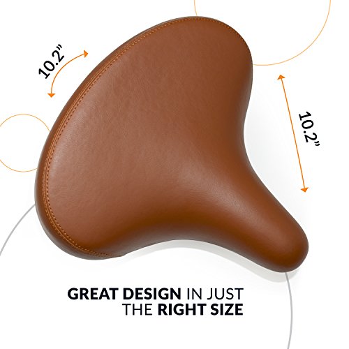 Beach Cruiser Bike Seat - Extra Wide Bicycle Saddle [Stylish and Soft] Replacement Bike Saddle for Women and Men (Vintage Brown) - Thumbnail 4