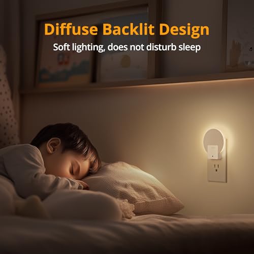 Lyridz Backlit Night Light Plug-in,[4 Pack] Glare-Free Indirect Glow, Dusk to Dawn Sensor, 1-50LM Dimmable Veilleuse, 2700K Warm White for Bedroom, Bathroom, Hallway