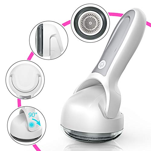 Sweater Fabric Shaver, anzoee Lint Remover for Clothes Rotating Electric Fabric Sweater Defuzzer Fuzz Pills Clothing Remover Remove Clothes Fuzz, Lint Balls, Pills, Bobbles (White)