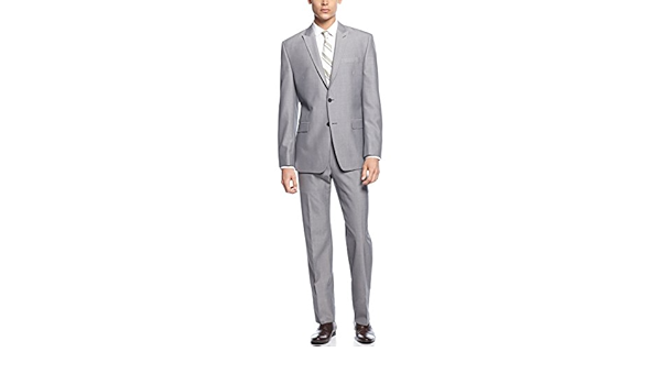 calvin klein light gray sharkskin modern fit suit