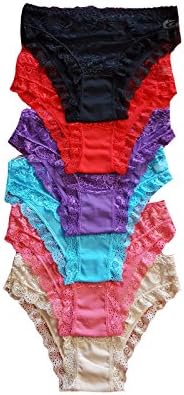 Sexy printed lace trim cotton hipsters boy shorts pack of 6 different zebra Colors (Medium, Sexy Lace)