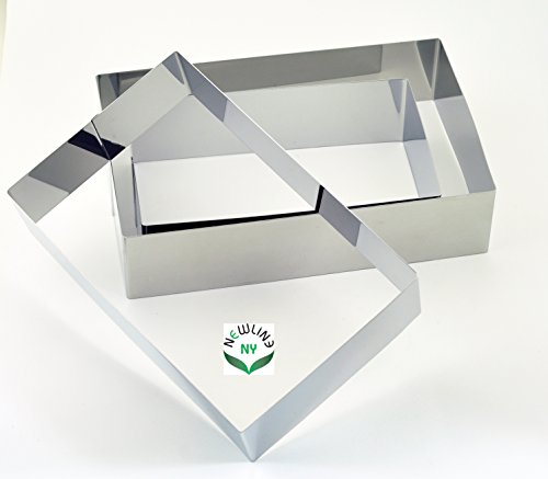 NewlineNY Stainless Steel 3 Sizes Rectangular Molding Forming Layering Cake Pastry Rings, 3-in-1 set