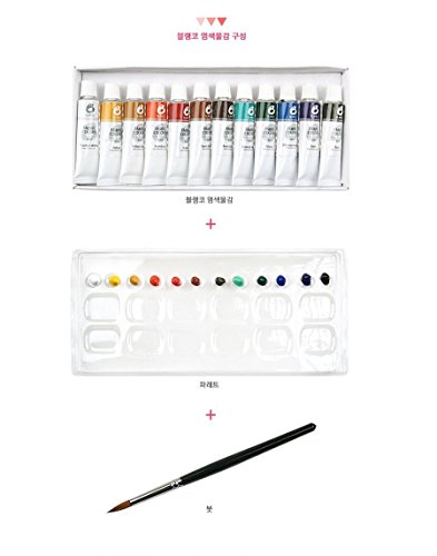 Dye Textile Fabric Paint Blanko 12 Colours Set 6ml (0.20oz) Tube Brush Palette