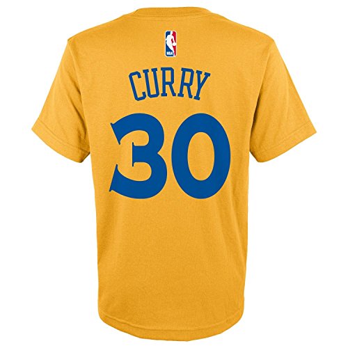 Stephen Curry Youth Golden State Warriors Gold Name and Number Jersey T-shirt Large 14-16 - Buy 