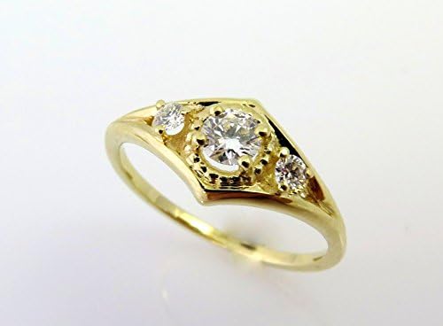 14k yellow gold Diamond Unique Vintage style handmade OOK engagement ring