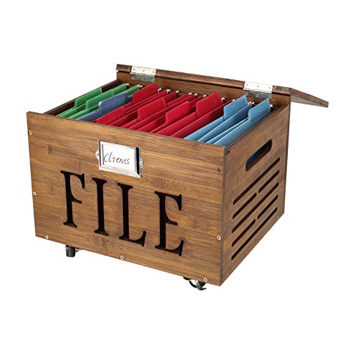 TQVAI-Bamboo-Mobile-Rolling-File-Cabinet-with-Lid-Hanging-Filing-Sliding-Office-Organizer-with-Label-Card-Holder-Assembly-Required-Retro-Brown