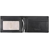 LYOOmaLL Slim Wallet with Money Clip RFID Blocking Minimalist Bifold Wallet for Men Genuine Leather Front Pocket Card Holder Gift Box (Black)
