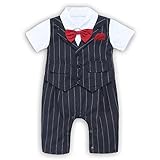 Baby Boy Suit, Toddler Short Sleeve Rompers Infant Outfit Onesie with Bow tie, 80, Black