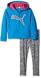 PUMA Little Girls' 2 Piece Zip up Hoodie and Pant Set, Skate Blue, 5