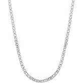 Savlano 925 Sterling Silver 2MM Bismark Chain Mesh Link Necklace for Women Comes with Gift Box- Made in Italy
