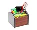 Rotating 4 Compartment Wooden Desk Organizer | Remote Caddy/Holder For Desktop Office Supplies or Remote Controls - Black & Cherry