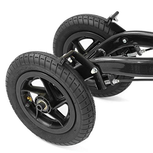 Clevr Quad All Terrain Foldable Medical Steerable Knee Walker Scooter, Black, Walking Aid Roller for Foot Injuries, Height Adjustable Crutch Alternative, Deluxe Brake System & Basket - Thumbnail 6