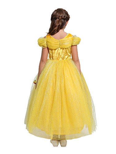 Dressy Daisy Girls' Princess Belle Costume Princess Dress Halloween Fancy Dress Up Size 5 / 6