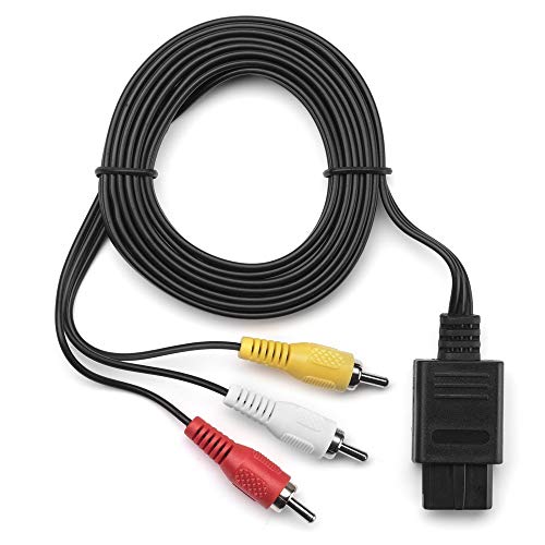 Yliquor New Black AV Audio Video Adapter Cable Cord for SNES Super NES Nintendo N64 Gamecube (Black)