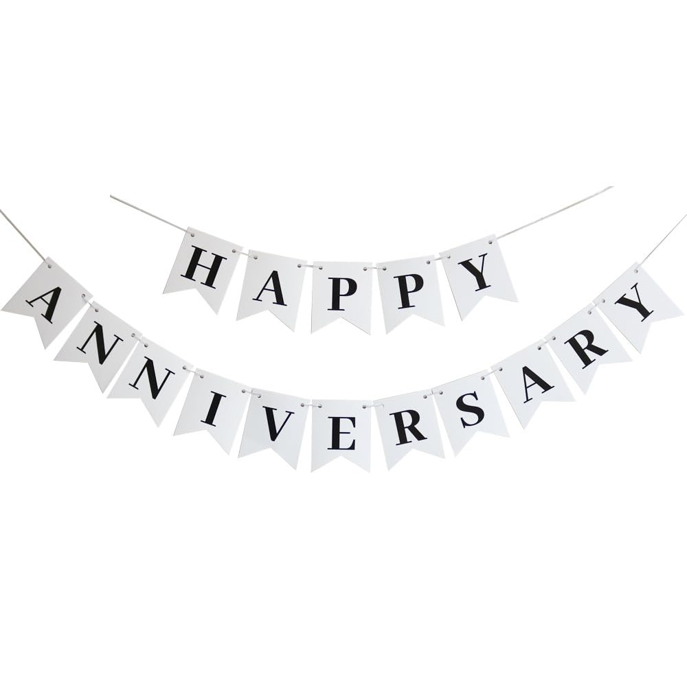 Photo 1 of DIADARL White Happy Anniversary Banner, Perfect for Anniversaries, Birthdays, and Baby Showers