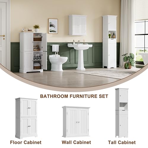 ChooChoo Bathroom Wall Cabinet, Over The Toilet Space Saver Storage Cabinet, Medicine Cabinet with 2 Door and Adjustable Shelves, Cupboard