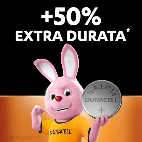 Batterie LR44 (confezione da 4) (A76) Pile alcaline specialistiche da 1,5 V – +50% EXTRA DURATA– Per l’utilizzo in termometri digitali, calcolatrici, torce, orologi da polso