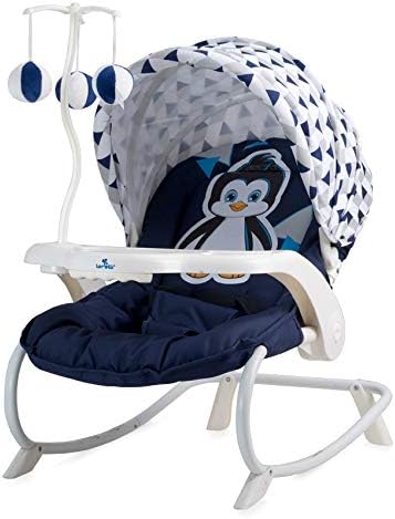 Baby Infant Rocker Bouncer Swing Reclining Chair and Toys 0M+ Different Designs (Blue & White Penguin)