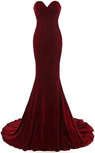 YSFS Women's Sweetheart Neck Velvet Mermaid Prom Dress 2017 Long Evening Dress Party Gown US10